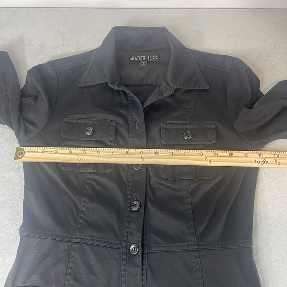 Lafayette 148 New York Dress Size 0 Button Up Short Sleeve Casual Utility Work - Picture 11 of 13